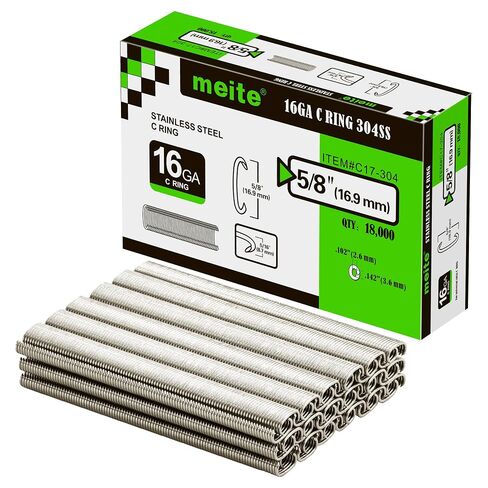 meite 16 Gauge 1/2" Hog Rings, Galvanized Hog Ring Staples for SC760C, SC760-I2 Hog Ring Stapler, C Ring Staples for Bag Closing, Fencing Installation, Upholstery Repair (3,600 Counts) in Kuwait