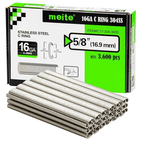 meite 16 Gauge 1/2" Hog Rings, Galvanized Hog Ring Staples for SC760C, SC760-I2 Hog Ring Stapler, C Ring Staples for Bag Closing, Fencing Installation, Upholstery Repair (3,600 Counts) in Kuwait