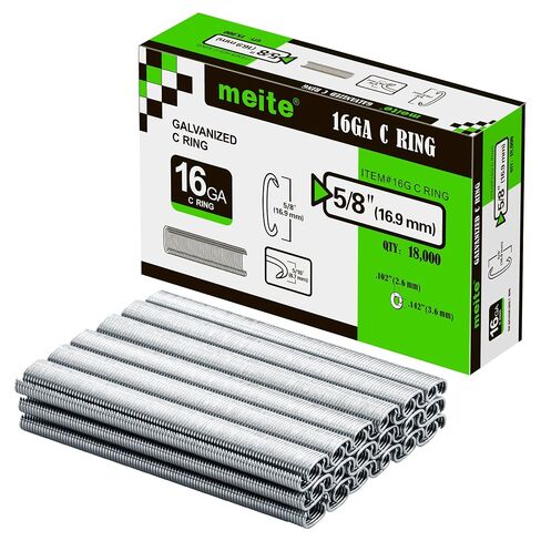 meite 16 Gauge 1/2" Hog Rings, Galvanized Hog Ring Staples for SC760C, SC760-I2 Hog Ring Stapler, C Ring Staples for Bag Closing, Fencing Installation, Upholstery Repair (3,600 Counts) in Kuwait