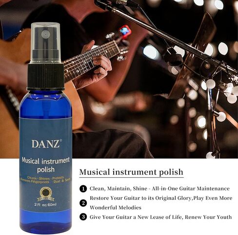 Guitar cleaning kit with guitar string cleaner, lemon oil, polish, cleaning cloth, beeswax, guitar string winder in Kuwait
