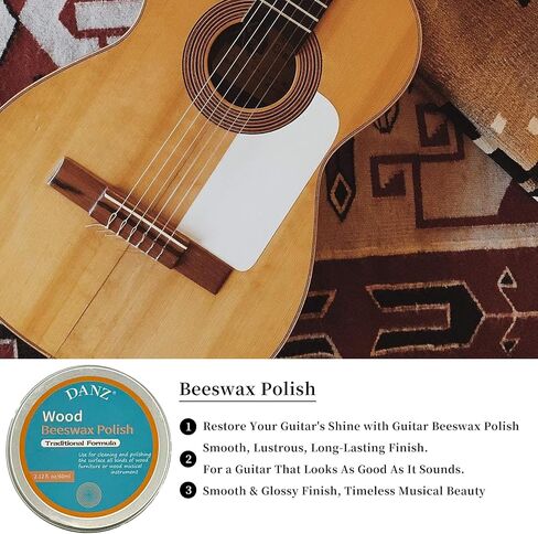 Guitar cleaning kit with guitar string cleaner, lemon oil, polish, cleaning cloth, beeswax, guitar string winder in Kuwait