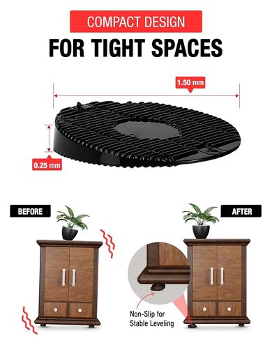 WOBBLE WEDGES Flexible Plastic Shims and Wedges for Leveling, Furniture Leveling Shims, Plastic Wedges, Resists Slipping, Stacks Securely, Fits Tight Spaces, Black, 1.50"x1.50"x0.25", (30 Pack) in Kuwait