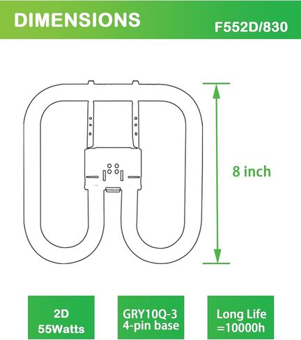 F552D/830 Replacement Bulb for G E General Electric 40184 Light Bulb,2D 55 Watt Fluorescent Bulb,GRY10Q-3 4-Pin Base,3000K in Kuwait