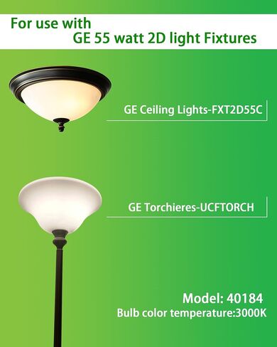 F552D/830 Replacement Bulb for G E General Electric 40184 Light Bulb,2D 55 Watt Fluorescent Bulb,GRY10Q-3 4-Pin Base,3000K in Kuwait
