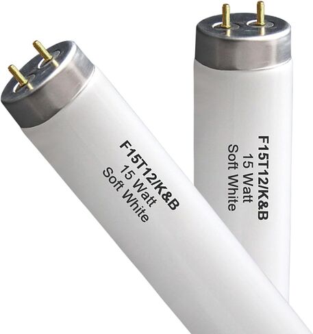 2 Pack F15T12/K&B Soft White,T12 15W 18Inch Linear Fluorescent Bulb,Replacement for Philips 141465 F15T12/WW,G13 Medium 2-Pin Base,3000K in Kuwait