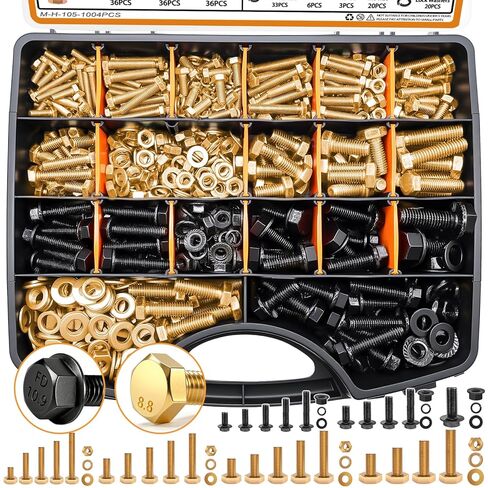 mankk 400PCS Metric Grade 10.9 Flange Bolts and Nuts Assortment Kit M6x1.0, M8x1.25, M10x1.5 (12mm to 45mm) Black Alloy Steel Class Hex Bolts and Nuts Washers Kit for Automotive in Kuwait