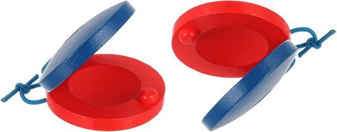 MECCANIXITY 2 Pcs Wooden Castanets, Hand Finger Castanets Musical Instrument Rhythm Cymbals Percussion Instruments for Adults Beginner Toy, Wood Color in Kuwait