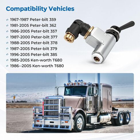 BA14500 Air Toggle Switch Pneumatic Control Valve, 1/4 Inch Quick Connect with 90-Degree Elbow, Fit for Peterbilt Kenworth Truck and Industrial Pneumatic Systems in Kuwait