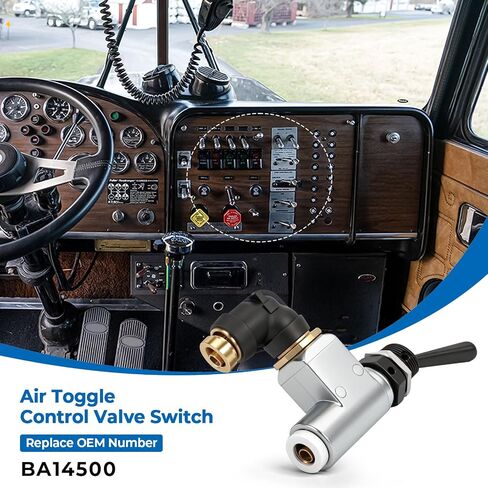 BA14500 Air Toggle Switch Pneumatic Control Valve, 1/4 Inch Quick Connect with 90-Degree Elbow, Fit for Peterbilt Kenworth Truck and Industrial Pneumatic Systems in Kuwait