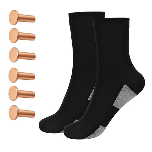 6 Pcs Copper Flat Head Rivets and 1 Pair Grounding Socks, Grounding Socks with Copper Suitable for Grounding Footwear for Men & Women in Kuwait