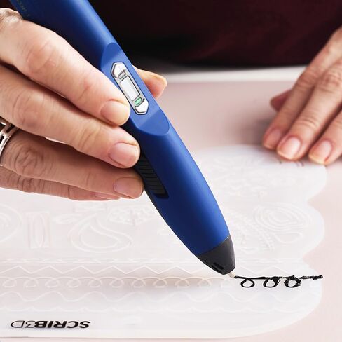SCRIB3D Advanced 3D Printing Pen Bundle with Silicone 3D Pen Mat – Includes 20 Feet of Filament, Stencil Book & Project Guide, Flexible Heat-Resistant Drawing Pad for Practice in Kuwait