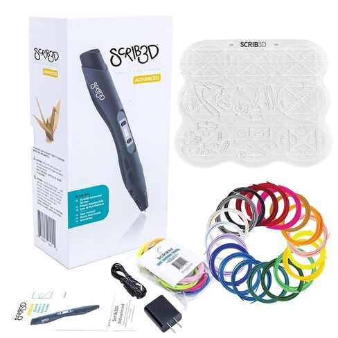SCRIB3D Advanced 3D Printing Pen Bundle with Silicone 3D Pen Mat & 20-Color PLA Filament Refills, 320 Feet, 1.75mm – Includes Stencil Book, Project Guide & 20 Feet of Filament in Kuwait