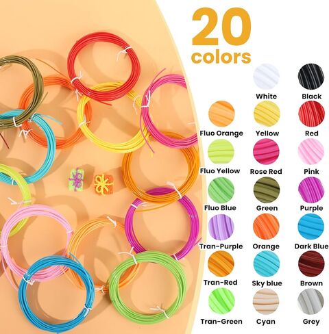 1.75mm 3D Pen Filament Refill, 20 Color PLA Filament (328 Ft) with 16.4 Ft per Color, for 3D Printing Pens, DIY Arts & Crafts Projects in Kuwait