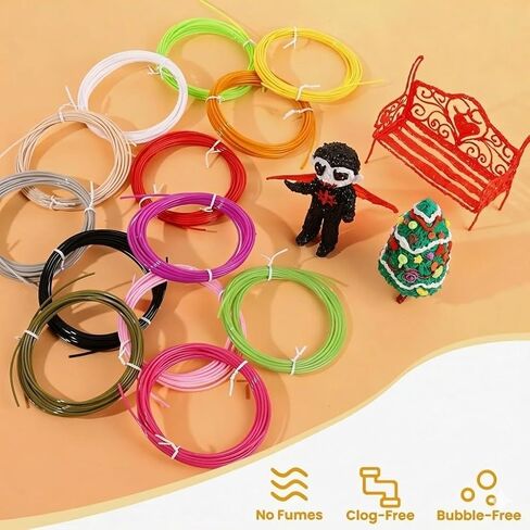 1.75mm 3D Pen Filament Refill, 20 Color PLA Filament (328 Ft) with 16.4 Ft per Color, for 3D Printing Pens, DIY Arts & Crafts Projects in Kuwait
