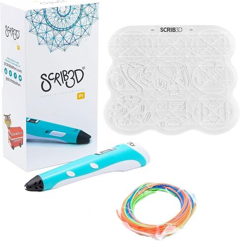 SCRIB3D P1 3D Printing Pen with Display Bundle + Silicone 3D Pen Mat, PLA Filament, Stencil Book & Project Guide – Flexible Heat-Resistant Drawing Pad for Tracing and Practice in Kuwait