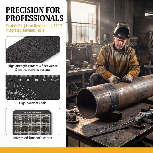 2 Pcs Pipe Wrap Around with Scale, 1"-16" Heat Resistant Layout Tape & Tangent Chart, Marking Tool for Welders & Pipefitters in Kuwait