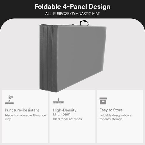 BalanceFrom 6x4 Feet 4-Panel Folding Gymnastics Mat – 2-Inch Thick Pad with Vinyl Surface and Carrying Handles for Tumbling, Yoga, Pilates, Home Workouts, and Martial Arts in Kuwait