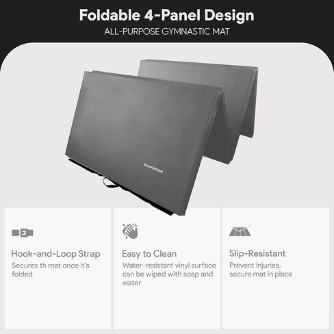 BalanceFrom 6x4 Feet 4-Panel Folding Gymnastics Mat – 2-Inch Thick Pad with Vinyl Surface and Carrying Handles for Tumbling, Yoga, Pilates, Home Workouts, and Martial Arts in Kuwait