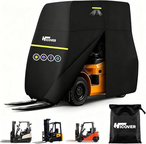 Forklift Cover 600D Fits All Forklifts Up to 8000Lbs All Weather - Waterproof, Sun Rain Snow UV Protection, Full Forklift Protection Cover with Zipper Door, Reflective Strips and Air Vent in Kuwait