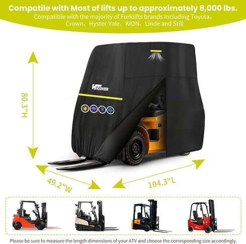 Forklift Cover 600D Fits All Forklifts Up to 8000Lbs All Weather - Waterproof, Sun Rain Snow UV Protection, Full Forklift Protection Cover with Zipper Door, Reflective Strips and Air Vent in Kuwait