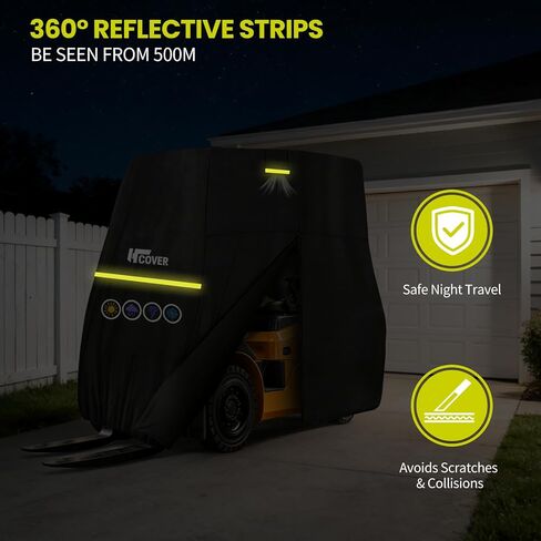 Forklift Cover 600D Fits All Forklifts Up to 8000Lbs All Weather - Waterproof, Sun Rain Snow UV Protection, Full Forklift Protection Cover with Zipper Door, Reflective Strips and Air Vent in Kuwait
