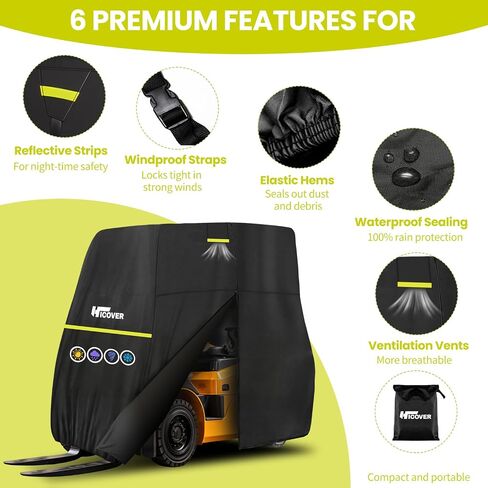 Forklift Cover 600D Fits All Forklifts Up to 8000Lbs All Weather - Waterproof, Sun Rain Snow UV Protection, Full Forklift Protection Cover with Zipper Door, Reflective Strips and Air Vent in Kuwait