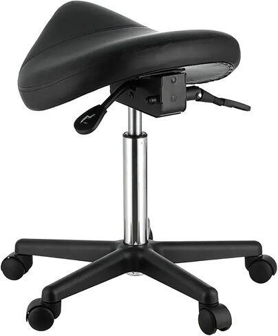 Ergonomic Saddle Stool Chair Heavy Duty Rolling Swivel Chair with Wheels | with Adjustable Tilt, Hydraulic Adjustable Height Stool for Salon, Dentist, Clinic, Home, 400 lbs Capacity in Kuwait