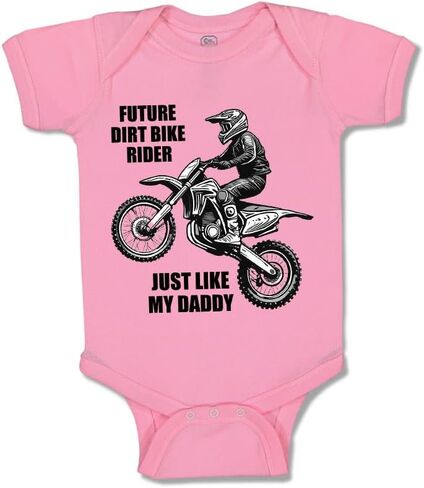 لطيف راسالز مخصص فتى وفتاة الطفل bodysuit المستقبل راكب دراجة الأوساخ مثل والدي مضحك القطن طفل الملابس تصميم وردي ناعم فقط 6 أشهر فقط in Kuwait