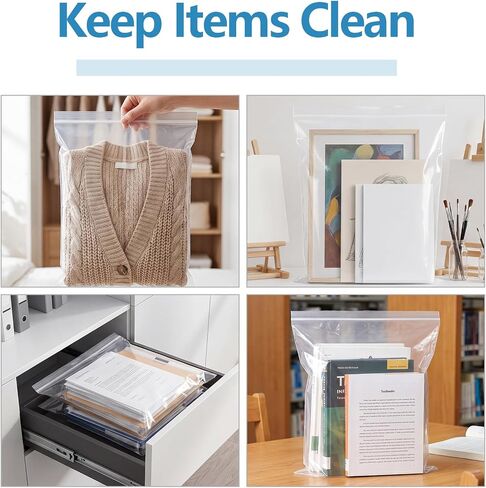 100 PCS 13"×15" Large Zip Seal Lock Bags 2 Gallon Plastic Poly Bag Clear 2 Mil Plastic Reclosable Bags - Waterproof Dustproof Storage and Shipping for Clothing, Crafts, Travel and Moving in Kuwait