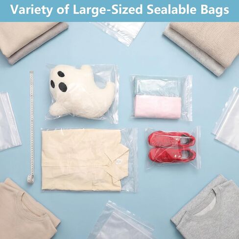 100 PCS 13"×15" Large Zip Seal Lock Bags 2 Gallon Plastic Poly Bag Clear 2 Mil Plastic Reclosable Bags - Waterproof Dustproof Storage and Shipping for Clothing, Crafts, Travel and Moving in Kuwait