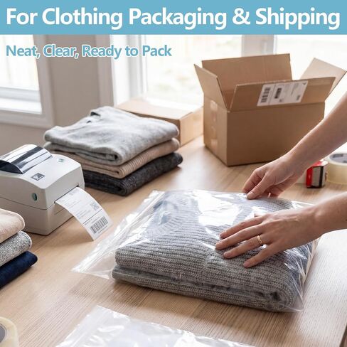 100 PCS 13"×15" Large Zip Seal Lock Bags 2 Gallon Plastic Poly Bag Clear 2 Mil Plastic Reclosable Bags - Waterproof Dustproof Storage and Shipping for Clothing, Crafts, Travel and Moving in Kuwait