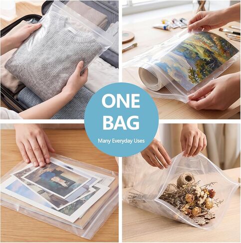 100 PCS 13"×15" Large Zip Seal Lock Bags 2 Gallon Plastic Poly Bag Clear 2 Mil Plastic Reclosable Bags - Waterproof Dustproof Storage and Shipping for Clothing, Crafts, Travel and Moving in Kuwait