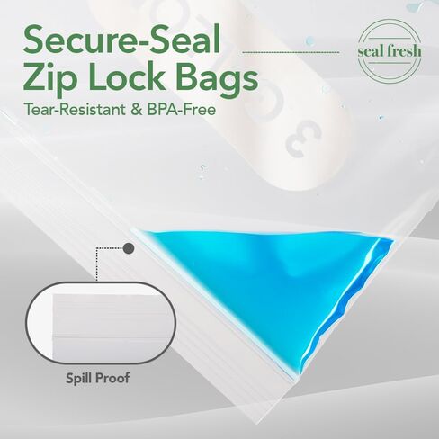 Seal Fresh 3 Gallon Large Plastic Storage Bags – 16" x 18" (30 Count) – Reusable XXL Extra Large Clear Jumbo Zip Bags with Sealable Zipper Top For Clothes, Travel, Moving in Saudi Arabia