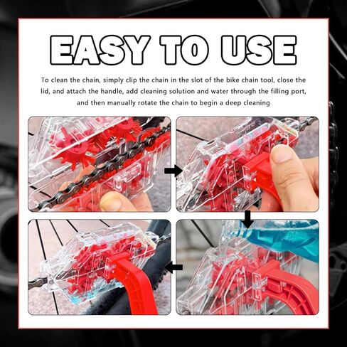 Bike Chain Cleaner Tool Transparent | 2026 Upgraded Bicycle Chain Cleaner with Soft Brush & Non-Slip Handle,Universal Bike Chains Cleaning Kit with Magnet in Kuwait