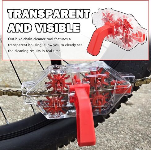 Bike Chain Cleaner Tool Transparent | 2026 Upgraded Bicycle Chain Cleaner with Soft Brush & Non-Slip Handle,Universal Bike Chains Cleaning Kit with Magnet in Kuwait