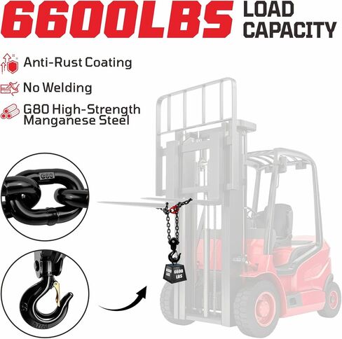 Forklift Lifting Hook, 6600 LBS G80 Steel, 360° Swivel Forklift Attachment | Automatic leveling design, electro-coated rustproof finish. Heavy-duty G80 steel for warehouse & construction use in Kuwait