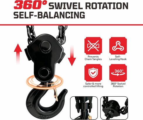 Forklift Lifting Hook, 6600 LBS G80 Steel, 360° Swivel Forklift Attachment | Automatic leveling design, electro-coated rustproof finish. Heavy-duty G80 steel for warehouse & construction use in Kuwait