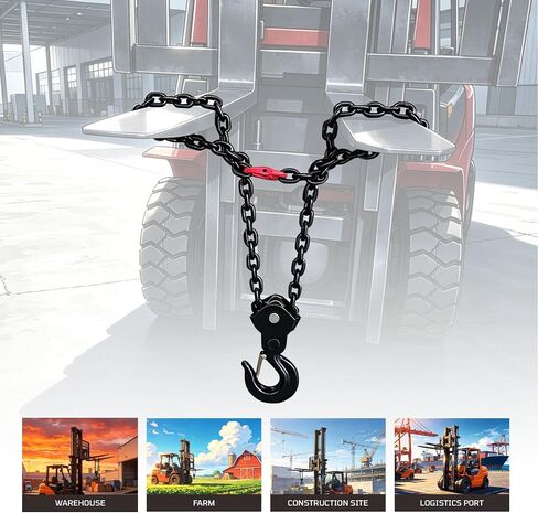 Forklift Lifting Hook, 6600 LBS G80 Steel, 360° Swivel Forklift Attachment | Automatic leveling design, electro-coated rustproof finish. Heavy-duty G80 steel for warehouse & construction use in Kuwait