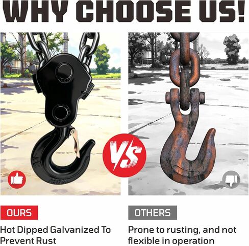 Forklift Lifting Hook, 6600 LBS G80 Steel, 360° Swivel Forklift Attachment | Automatic leveling design, electro-coated rustproof finish. Heavy-duty G80 steel for warehouse & construction use in Kuwait