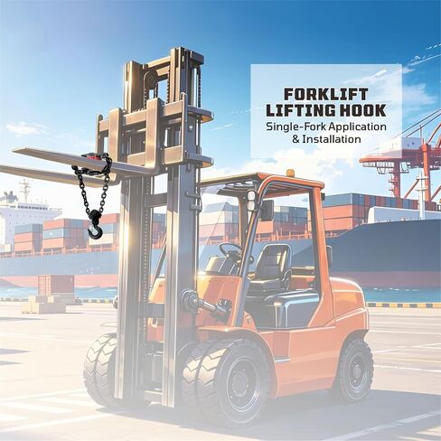 Forklift Lifting Hook, 6600 LBS G80 Steel, 360° Swivel Forklift Attachment | Automatic leveling design, electro-coated rustproof finish. Heavy-duty G80 steel for warehouse & construction use in Kuwait