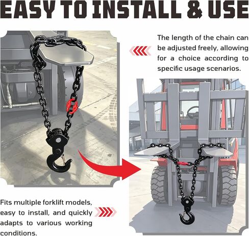 Forklift Lifting Hook, 6600 LBS G80 Steel, 360° Swivel Forklift Attachment | Automatic leveling design, electro-coated rustproof finish. Heavy-duty G80 steel for warehouse & construction use in Kuwait
