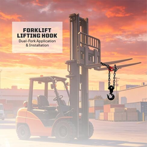 Forklift Lifting Hook, 6600 LBS G80 Steel, 360° Swivel Forklift Attachment | Automatic leveling design, electro-coated rustproof finish. Heavy-duty G80 steel for warehouse & construction use in Kuwait
