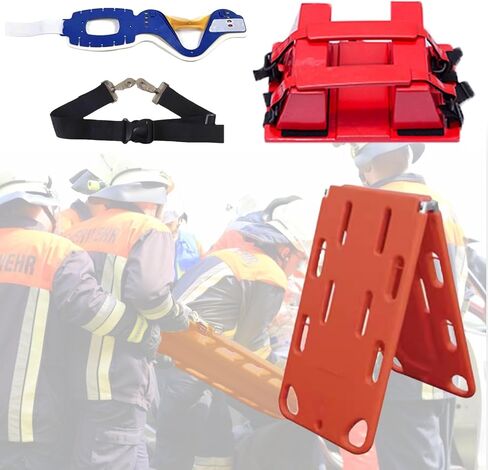 Water Rescue Stretcher - Bi-Folding Lightweight Aquatics with Head Immobilizer & Cervical Collar for Adult Patient - First Aid Spine Backboard for Emergency Rescue in Kuwait