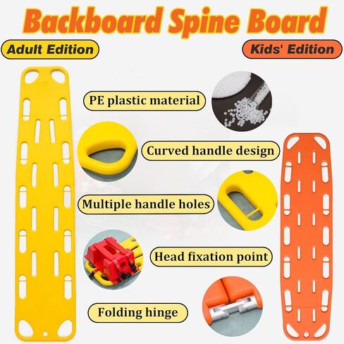 Water Rescue Stretcher - Bi-Folding Lightweight Aquatics with Head Immobilizer & Cervical Collar for Adult Patient - First Aid Spine Backboard for Emergency Rescue in Kuwait