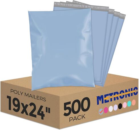Metronic Poly Mailers 12x15.5 500pcs, Medium Size Shipping Bags for Clothes Bulk, Self-Seal Mailers Poly Bags Shipping Envelopes for Small Business, Waterproof Packaging Mailing Bags, Light Blue in Kuwait