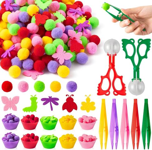 Ezdhuawuse Summer Summer Sean Animal Sensory Bin Fulers - 295pcs Ocean Animal Animal Toys Toys Toys Conting Conting Set for Kids ، Love Octopus Crab Turtle Pom Poms Can in Kuwait