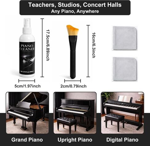 200ml Piano Cleaner and Polish – Gentle Formula for Piano Keys & Lacquer Finish – Removes Fingerprints & Smudges, Non-Greasy, Restores Natural Shine – Ideal for Home, Teachers & Music Studios in Kuwait
