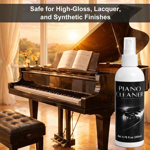200ml Piano Cleaner and Polish – Gentle Formula for Piano Keys & Lacquer Finish – Removes Fingerprints & Smudges, Non-Greasy, Restores Natural Shine – Ideal for Home, Teachers & Music Studios in Kuwait
