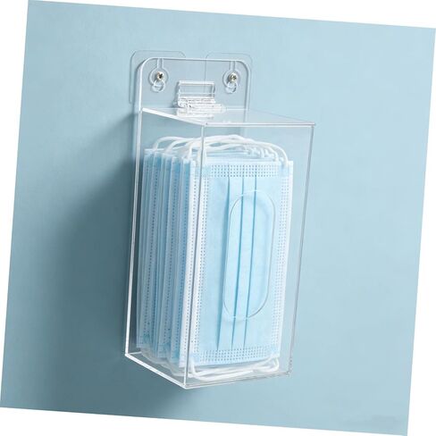 SHINEOFI Acrylic Face Mask Storage Box Wall-Mounted Mask Container Organizer with Single Compartment 100x95x240mm for Clinic and Home Use in Kuwait