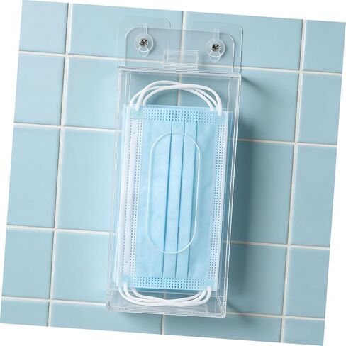 SHINEOFI Acrylic Face Mask Storage Box Wall-Mounted Mask Container Organizer with Single Compartment 100x95x240mm for Clinic and Home Use in Kuwait